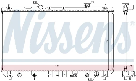 Радіатор охолодження TOYOTA CAMRY (96-) 2.2 i (вир-во Nissens) NISSENS 646991