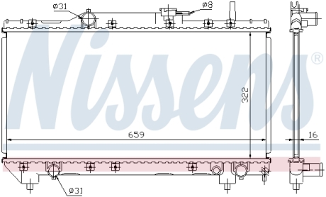 Радіатор охолодження TOYOTA CARINA E (92-) 1.6/1.8 MT (вир-во) NISSENS 64838A