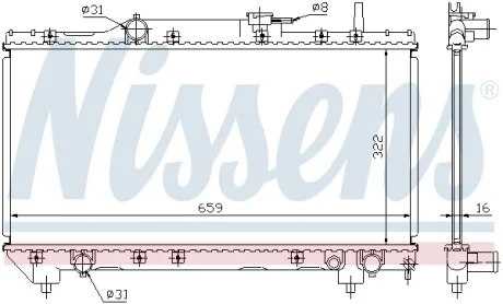 Радіатор охолодження TOYOTA CARINA E (92-) 1.6/1.8 MT (вир-во Nissens) NISSENS 64838A