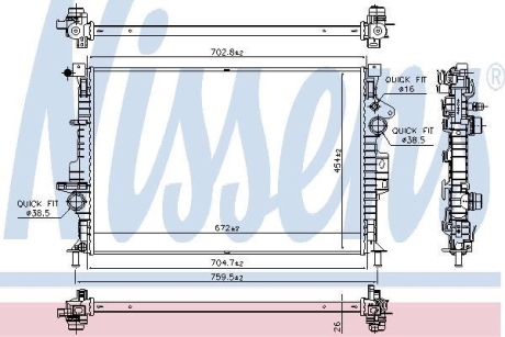 Радиатор охлаждения FORD TOURNEO CONNECT (2014) 1.6 ECOBOOST (выр-во) NISSENS 66864