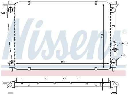 Радіатор охолодження HYUNDAI H1, H200 (вир-во Nissens) NISSENS 67039