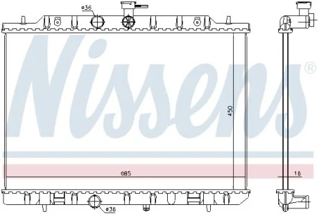 Радіатор охолодження NISSAN X-TRAIL (T31) (07-) (вир-во Nissens) NISSENS 67365