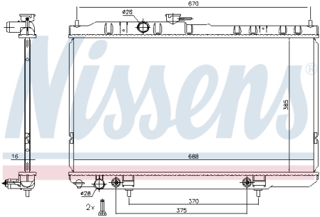 Радіатор охолодження NISSAN ALMERA CLASSIC (N16) AT (вир-во) NISSENS 68736