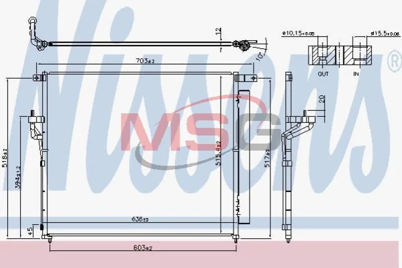 FORD Радіатор кондиціонера (конденсатор) з осушувачем Ranger 2.2/3.2TDCi 11- NISSENS 940266 (фото 1)