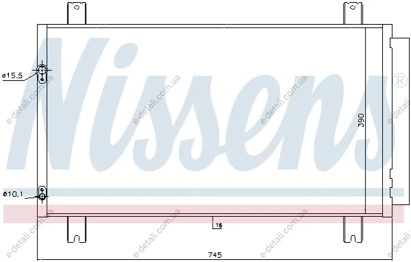 Конденсатор кондиционера MITSUBISHI GRANDIS (NA0) (04-) (выр-во Nissens) NISSENS 940401 (фото 1)