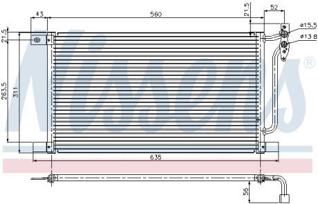 Радиатор кондиционера BMW 3 E46 (98-)/X3 E83 (04-)(выр-во) NISSENS 94527