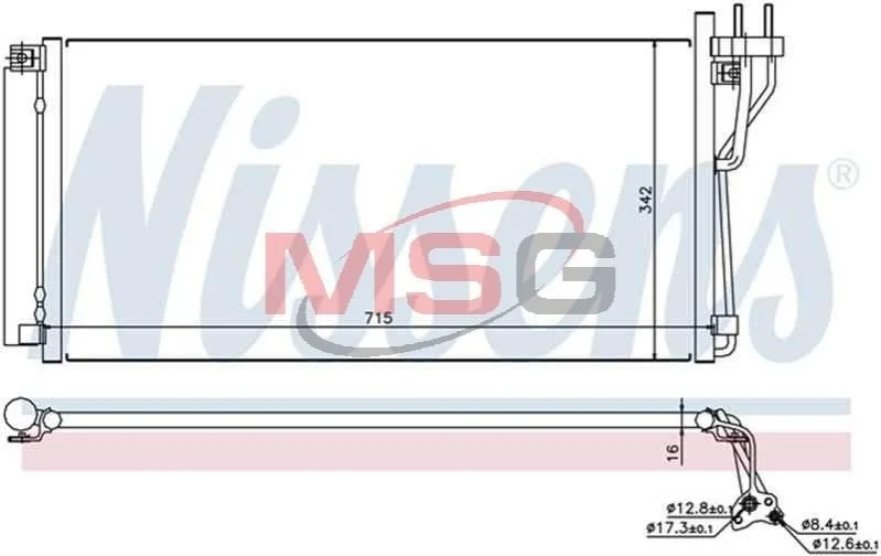 Конденсор кондиціонера GRANDEUR/XG/MAGENTIS 05- (вир-во Nissens) NISSENS 94804 (фото 1)