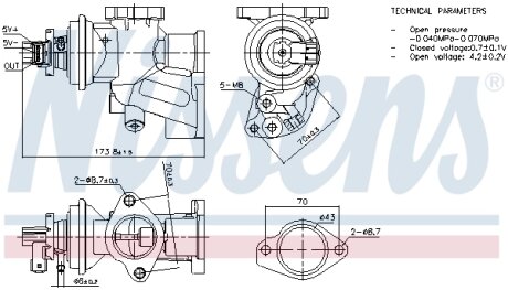 OPEL Клапан EGR Corsa C 1.7DI/DTI 00- NISSENS 98475