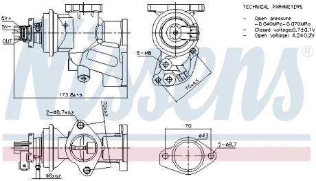 OPEL Клапан EGR Corsa C 1.7DI/DTI 00- NISSENS 98475