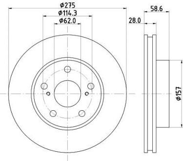 ДИСК ГАЛЬМIВНИЙ ПЕРЕДНIЙ Toyota Hilux III 2.5, 2.7, 3.0, 4.0 (05-) NISSHINBO ND1055K