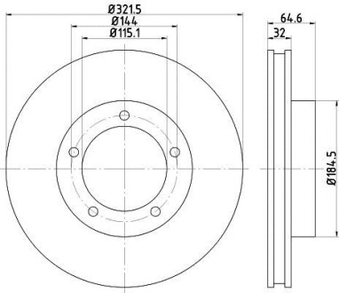 ДИСК ГАЛЬМIВНИЙ ПЕРЕДНIЙ Toyota Land Cruiser 80 4.2 (92-97) NISSHINBO ND1056K