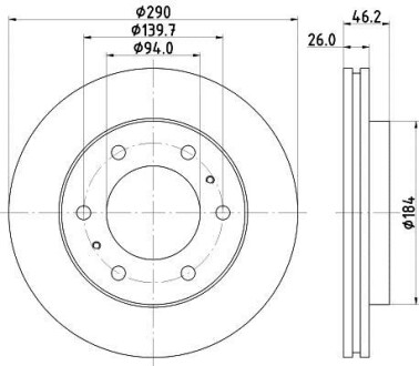 Диск тормозной передний Mitsubishi Pajero III, IV 2.4, 2.5, 3.0, 3.2, 3.5 (02-) NISSHINBO ND3027K