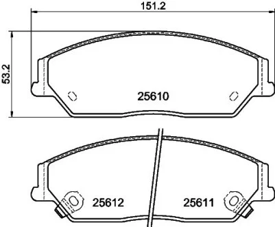 Колодки гальмівні дискові передні Toyota Camry 2.0, 2.5 (11-)/BYD M6, S6 2.0, 2.4 (10-) NISSHINBO NP1052