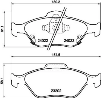 Гальмівні колодки TOYOTA Yaris "F "05>> NISSHINBO NP1129