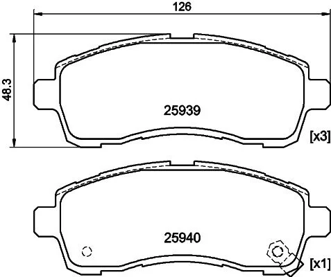 Колодки тормозные дисковые передние Suzuki Swift/Mazda 2/ Daihatsu Materia 1.2, 1.3, 1.5, 1.6 (06-) NISSHINBO NP5029 (фото 1)