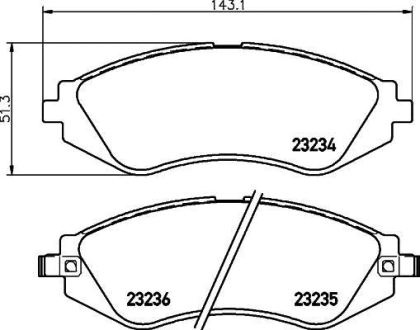 Колодки гальмівні дискові передні Chevrolet Lacetti, Nubira 1.4, 1.6, 1.8, 2.0 (05-) NISSHINBO NP6028