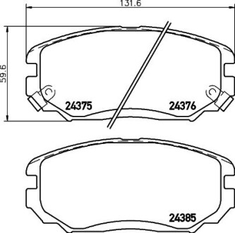 Колодки гальмівні дискові передні Hyundai Elantra, Sonata, Tucson/Kia Sportage, Soul 1.6, 2.0 2.4 (04-) NISSHINBO NP6089