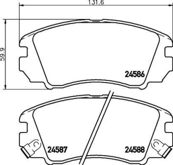 Колодки тормозные дисковые передние Hyundai Sonata, Tucson/Kia Sportage 2.8 (04-) NISSHINBO NP6090 (фото 1)