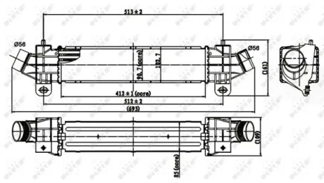 Радиатор интеркулера Ford Mondeo III 2.0-2.2 TDCI 00-07 NRF 30840