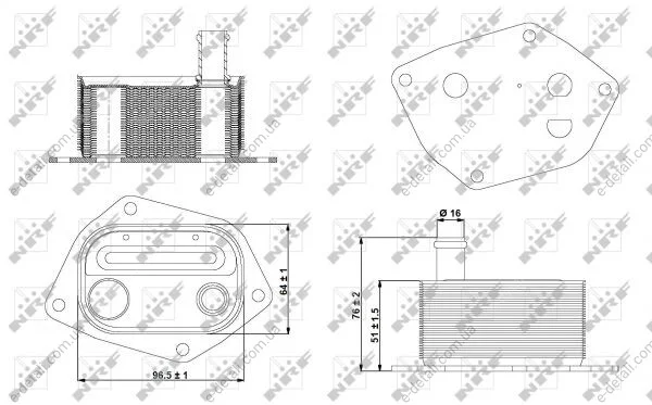 Радіатор масляний KIA Ceed/Optima/Rio/Sportage/Hyundai Accent/i30 1.5-1.6CRDi 04- (теплообмінник) NRF 31298 (фото 1)