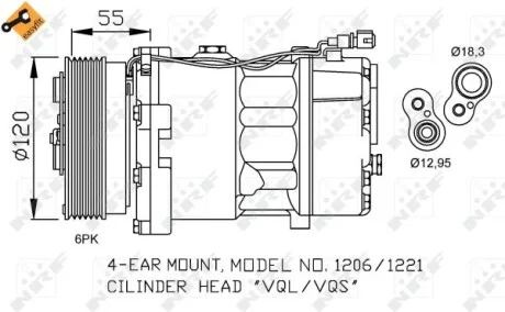 Компрессор кондиционера VW Caddy II 93-15 NRF 32064