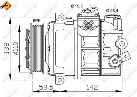Компрессор кондиционера VW Caddy III/IV 1.6-2.0 TDI 03-/Crafter 2.5TDI 06-13/T6 2.0 TDI 15- NRF 32147