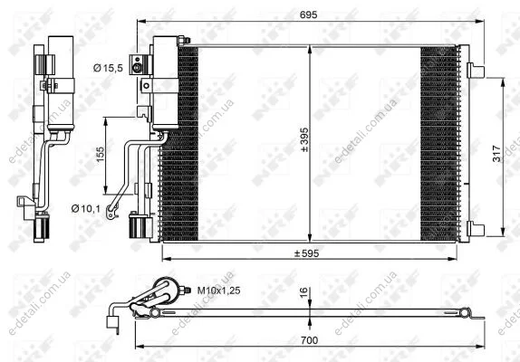 Радиатор кондиционера (с осушителем) Nissan Qashqai 1.5 07- NRF 35974 (фото 1)