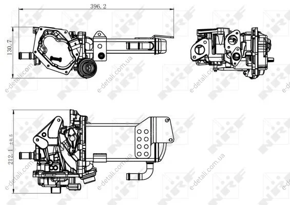 Радіатор рециркуляції ВГ з клапаном EGR Audi A4/A5/A6/Q5 2.0 TDI 07-18 NRF 48202 (фото 1)