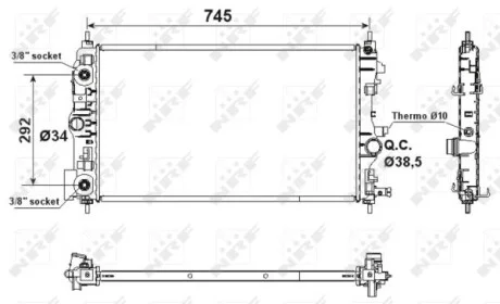 Радіатор охолодження Opel Astra/Zafira 1.4-1.8 09- NRF 53159