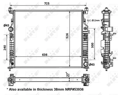 Радиатор охлаждения MB ML-class (W164)/Gl-class (X164) 3.0CDI/4.7-5.5 05-12 NRF 56074