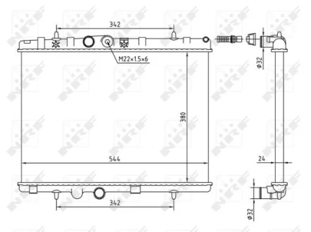 Радіатор охолодження Citroen Berlingo/Peugeot Partner 1.6HDI 08- (380x544x23) NRF 58226A