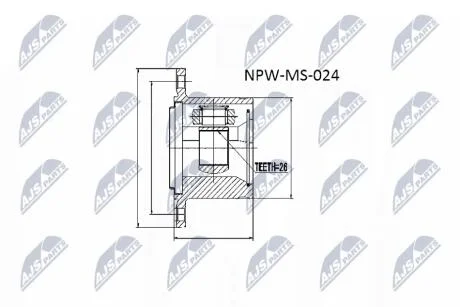 Шарнір рівних кутових швидкостей NTY NPWMS024