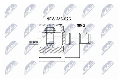 Шрус внутренний левый Pajero, Pajero Sport, L200, Delica NTY NPWMS026