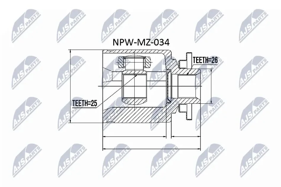 ШРУС внутренний левый Ford Ranger, Mazda BT-50 NTY NPWMZ034 (фото 1)