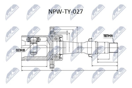 Шрус внутренний правый с подшипником Avensis NTY NPWTY027