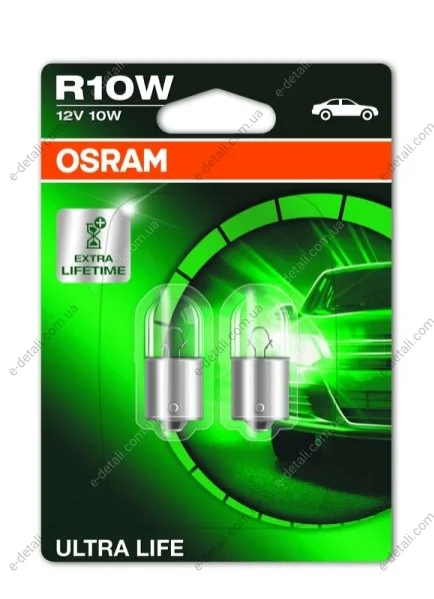 Лампа допоміжн. освітлення R10W 12V 10W BA15s Ultra Life (blister 2шт) (вир-во) OSRAM 5008ULT-02B (фото 1)