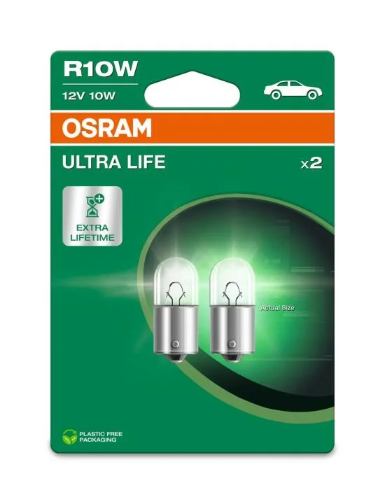 Лампа допоміжн. освітлення R10W 12V 10W BA15s Ultra Life (blister 2шт) (вир-во) OSRAM 5008ULT-2BL (фото 1)