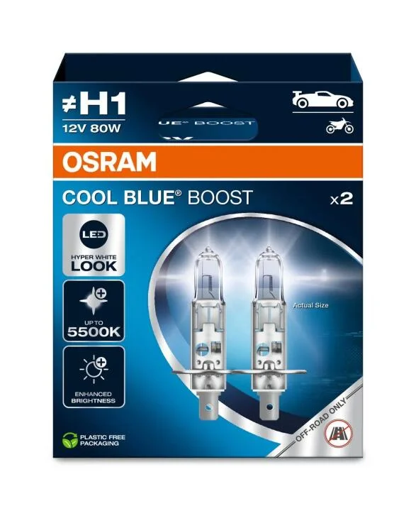 Автолампа Osram H1 12V 80W (к/т 2 шт) OSRAM 62150CBB-2HB (фото 1)