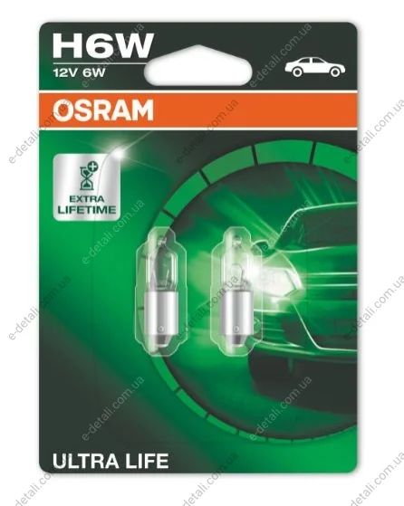 ЛАМПА 6W 12V BAX9S 10XBLI2LF ULTRALIFE OSRAM 64132ULT-02B (фото 1)