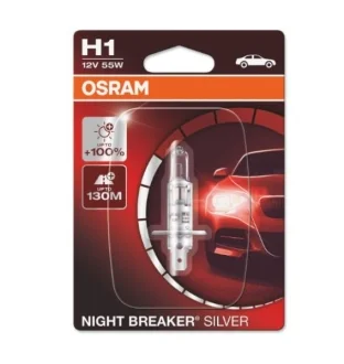 Автолампа Osram Night Breaker Silver H1 P14,5s 55 W прозрачная OSRAM 64150NBS01B