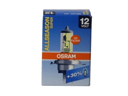 Автолампа Osram AllSeason Super H4 P43t 55 W 60 W желтая OSRAM 64193ALS