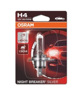 Лампа фарна H4 12V 60/55W P43t NIGHT BREAKER SILVER (+100) blister (вір-во) OSRAM 64193NBS-01B