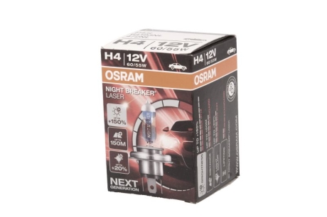 Лампа фарна H4 12V 60/55W P43t NIGHT BREAKER LASER next generation (+150) (вір-во) OSRAM 64193NL (фото 1)