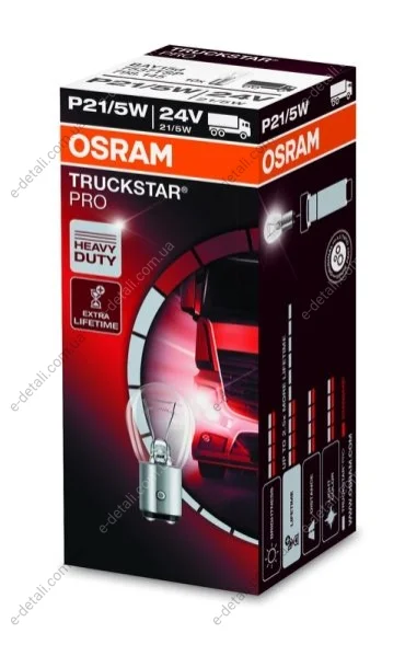 Автолампа Osram P21/5W BAY15d 10 W 28 W прозрачная OSRAM 7537TSP (фото 1)