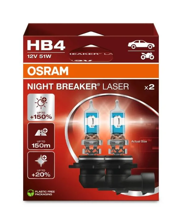 Автолампа Osram HB4 12V 51W P22D (к/т 2 шт) OSRAM 9006NL2HB (фото 1)