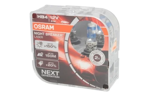 Автолампа Osram Night Breaker Laser HB4 P22d 51 W прозрачно-голубая OSRAM 9006NLHCB