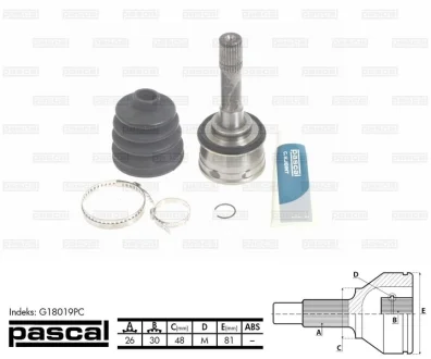 Шарнир приводного вала PASCAL G18019PC