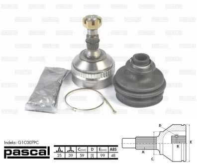 Шарнир приводного вала PASCAL G1C007PC