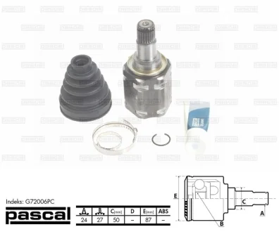 Шарнир приводного вала PASCAL G72006PC