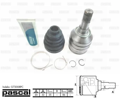 Шарнир приводного вала PASCAL G72008PC
